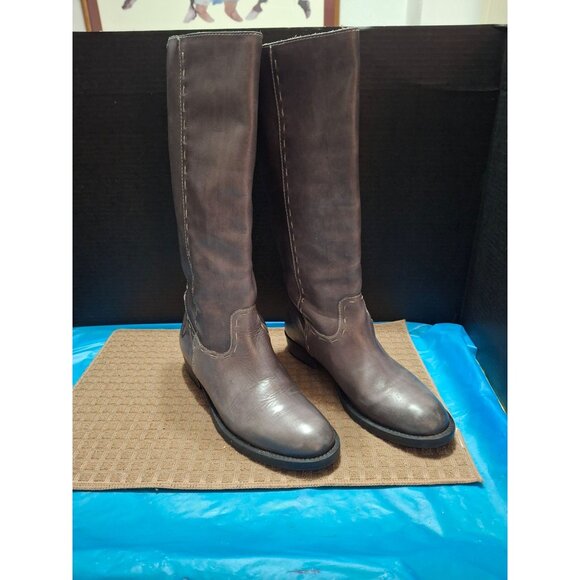 True Religion Leather Knee-High Riding Boots Size 8.5 - Picture 1 of 9
